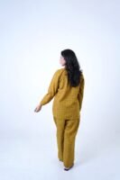 Mustard LUXURY cotton check printed co-ord sets for women