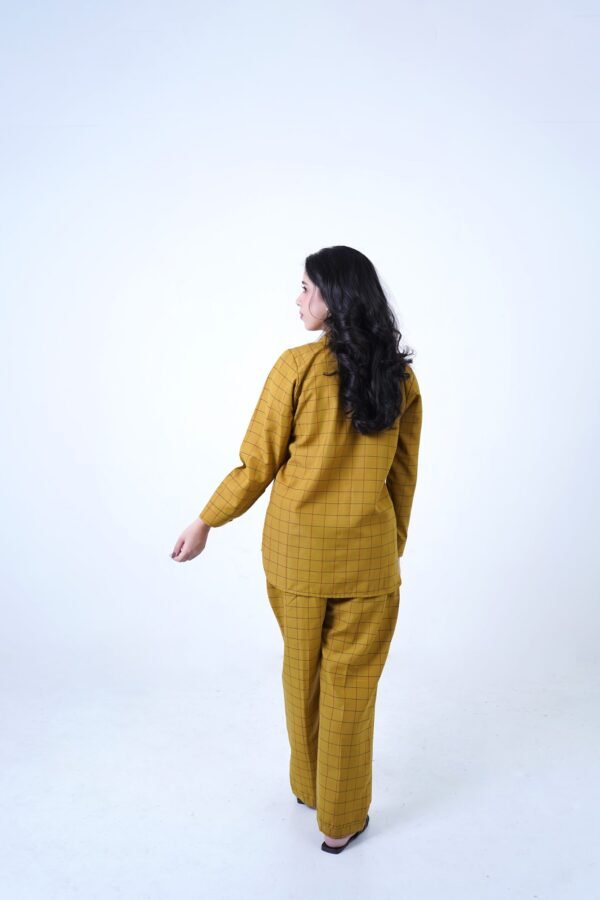 Mustard LUXURY cotton check printed co-ord sets for women