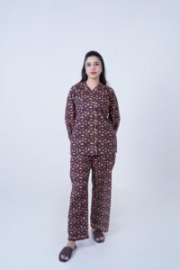 Base Blue Winter Cotton Food Printed PJ Set for Women