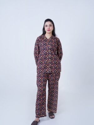 Base Blue Winter Cotton Food Printed PJ Set for Women