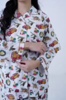 White Winter Cotton Chill Printed PJ Set for Women