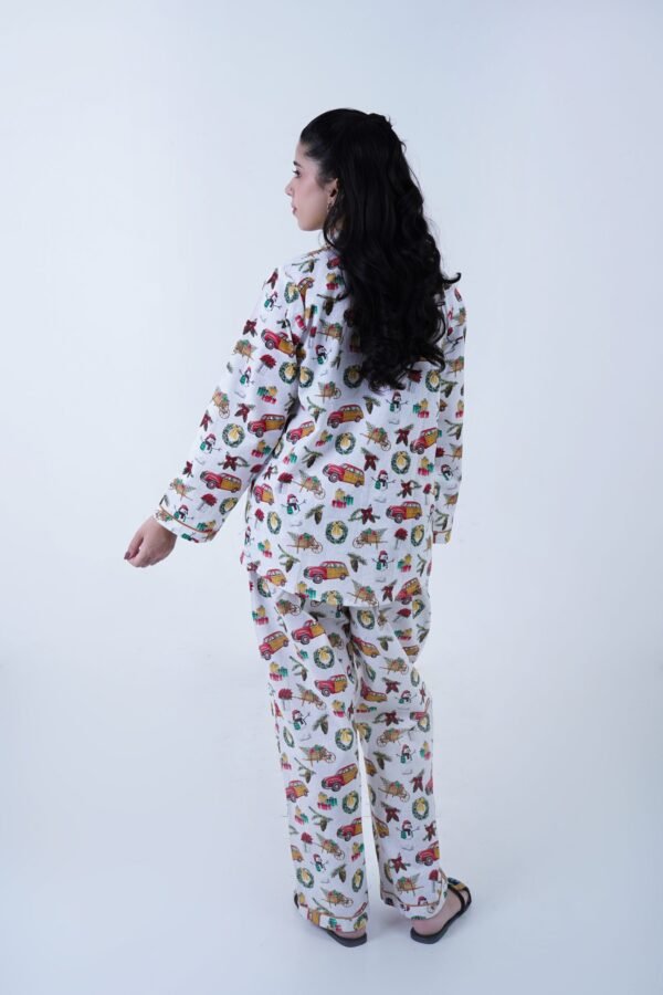 White Winter Cotton Chill Printed PJ Set for Women