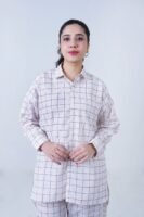 WHITE LUXURY cotton check printed co-ord sets for women