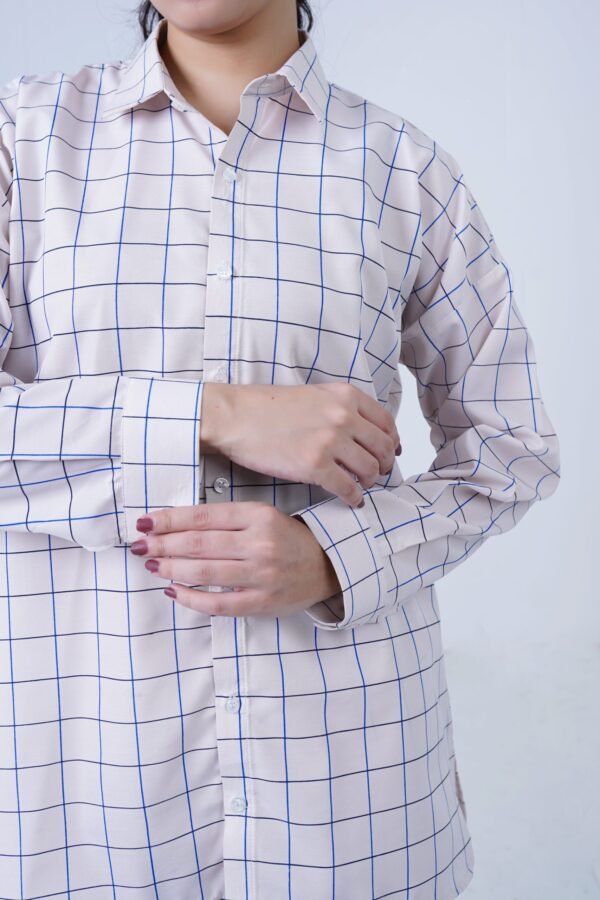 WHITE LUXURY cotton check printed co-ord sets for women