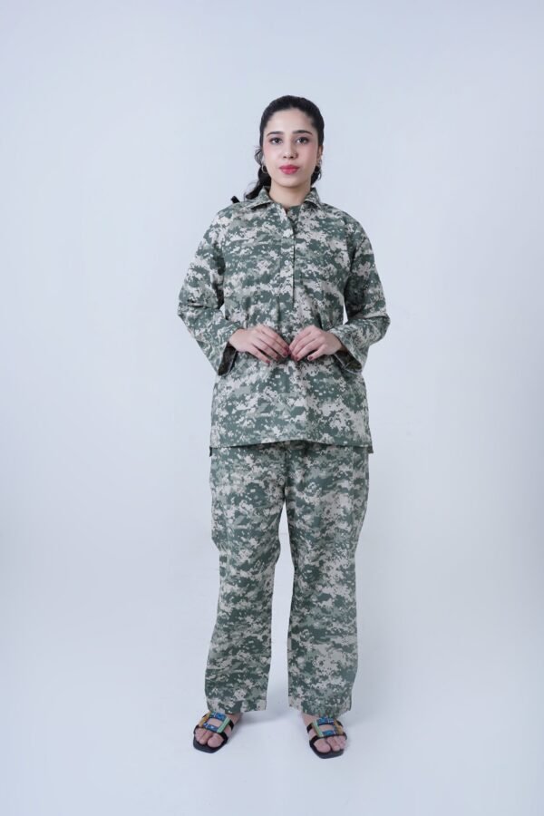 Grey Winter Cotton Foji Printed Co-ord Set for Women