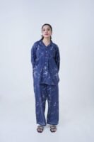 Blue Cotton Dolphin Printed PJ Set for Women
