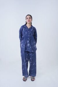 Blue Cotton Dolphin Printed PJ Set for Women
