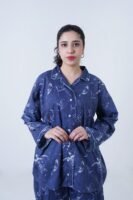 Blue Cotton Dolphin Printed PJ Set for Women