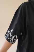 Unisex Drop Shoulder Never Give-up T-Shirt 100% Cotton, Black