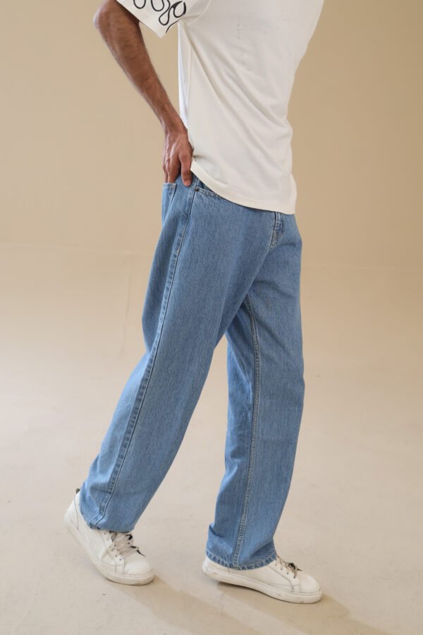 Unisex Loose Fit Denim Jeans 100% Cotton, Light Blue