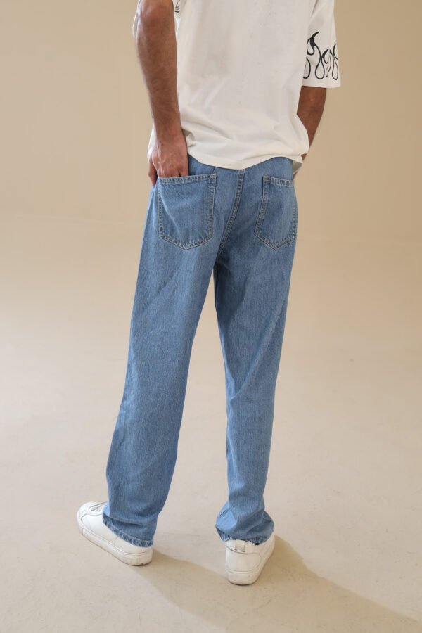 Unisex Loose Fit Denim Jeans 100% Cotton, Light Blue