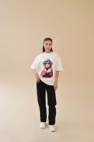Unisex Drop Shoulder Monkey T-Shirt 100% Cotton, White