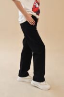 Unisex loose Fit Black Jeans 100% Cotton, Jet Black