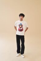 Unisex Drop Shoulder Monkey T-Shirt 100% Cotton, White