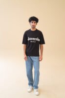 Unisex Drop Shoulder Adorerobe T-shirt 100% Cotton, Black