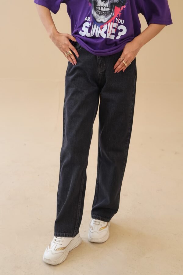 Unisex loose Fit Grey Jeans 100% Cotton, Dark Grey