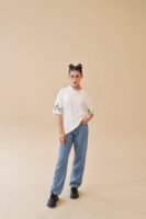 Unisex Drop Shoulder Never Give-up T-Shirt 100% Cotton, White