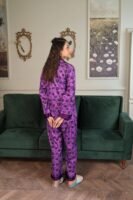 Purple Cambric Midnight Spider Printed PJ Set for Women