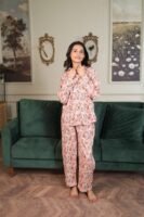 Peach Cambric Mug Printed PJ Set for Women