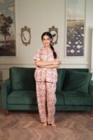 Peach Cambric Mug Printed PJ Set for Women