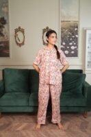 Peach Cambric Mug Printed PJ Set for Women