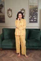 Yellow Cambric Hellow Kitty Printed PJ Set for Women