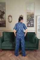 Blue Cambric Starry Bloom Printed PJ Set for Women