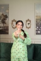 Parrot Cambric Frogi Printed PJ Set for Women