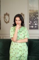 Parrot Cambric Frogi Printed PJ Set for Women
