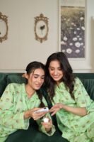 Parrot Cambric Frogi Printed PJ Set for Women