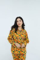 Multicolor Soft Cotton button box Printed PJ Set for Women