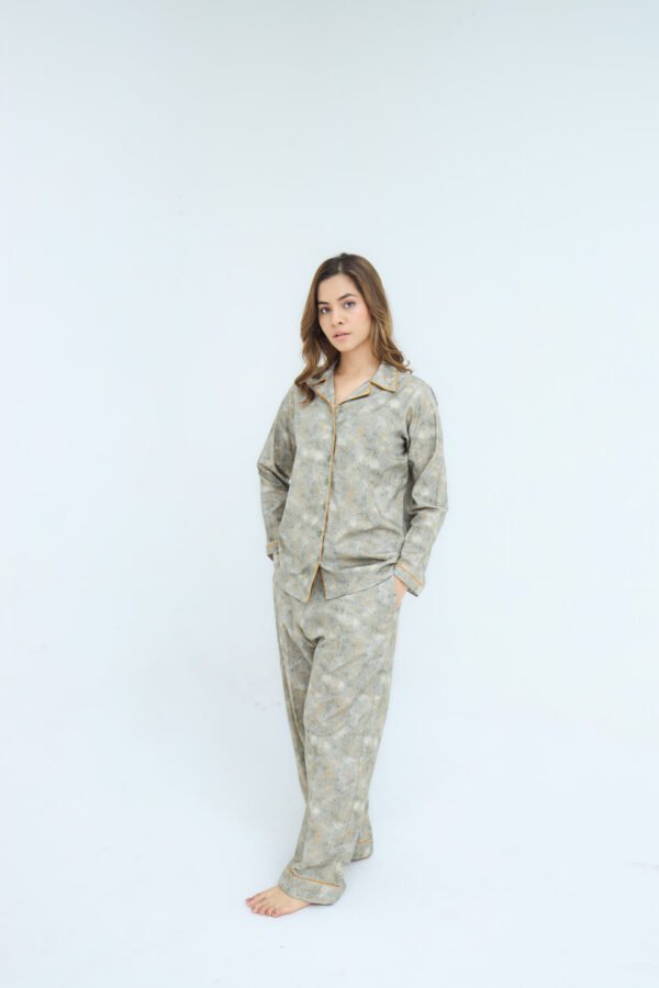 Grey Winter Cotton Candy Printed PJ Set for Women