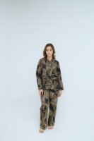 Black Soft Cotton Chervon Printed PJ Set for Women
