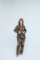 Black Soft Cotton Chervon Printed PJ Set for Women