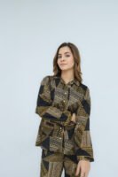 Black Soft Cotton Chervon Printed PJ Set for Women
