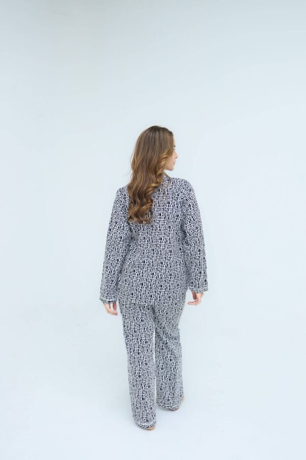 Black White Cotton Tile Printed PJ Set for Women