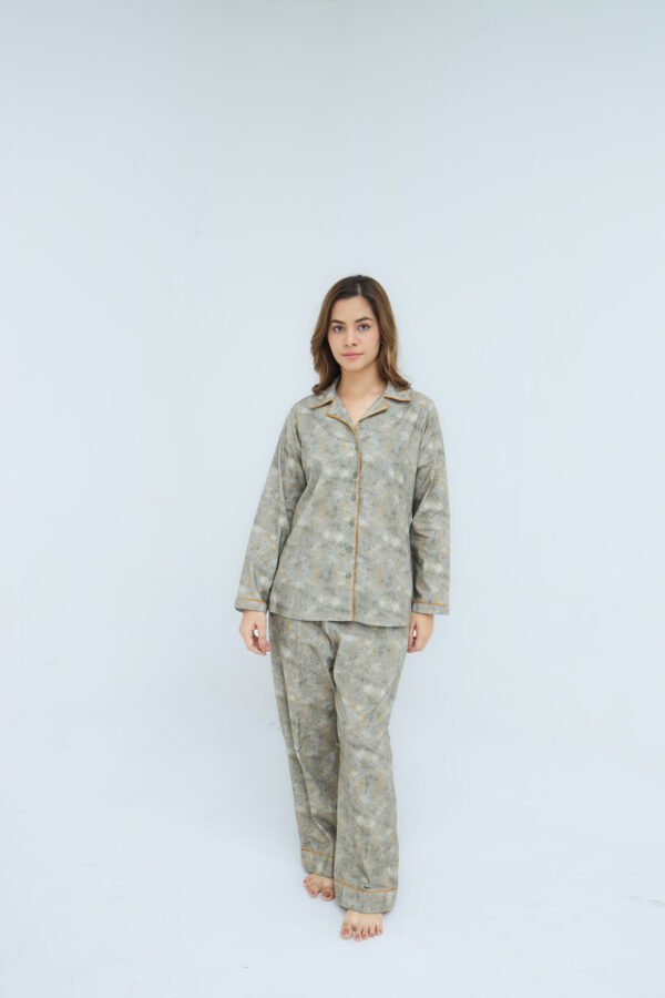 Grey Winter Cotton Candy Printed PJ Set for Women