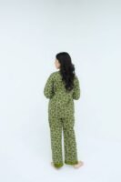 Green Winter Cotton Circle Printed PJ Set for Women