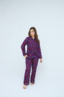 Deep Purple Winter Cotton Umbrella Printed PJ Set for Women