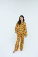 Multicolor Soft Cotton button box Printed PJ Set for Women