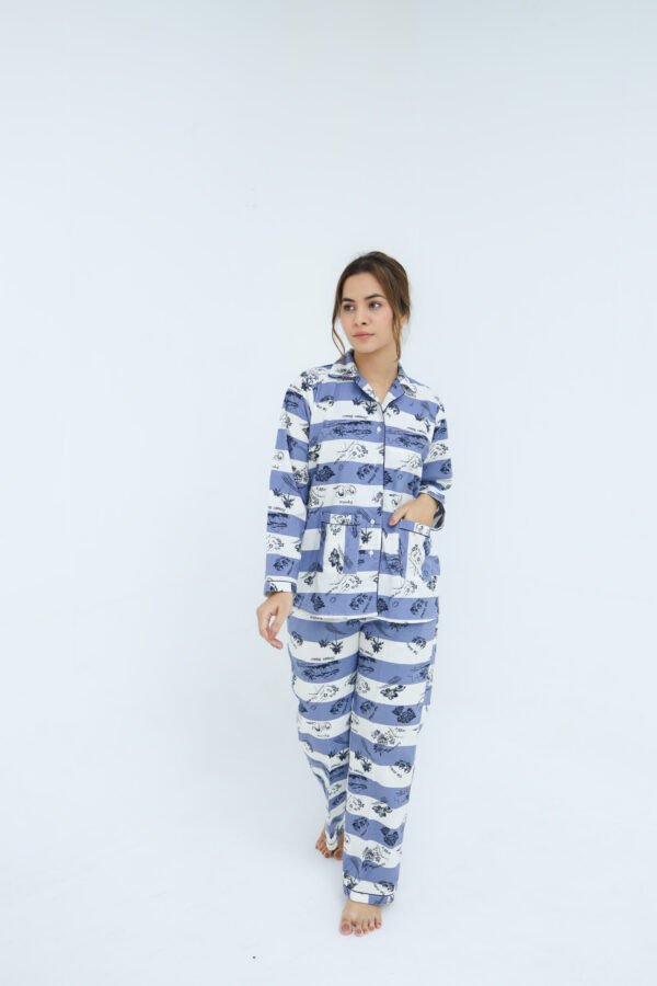 Pink Winter Cotton Dot Printed PJ Set for Women
