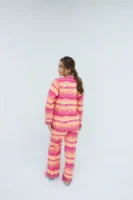 Pinky Winter Cotton Peach Sky Printed Pj Set For Women