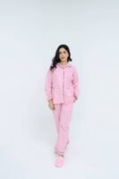 Baby Pink Cotton Lattic Printed PJ Set for Women