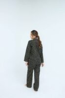 Black Winter Cotton Lady Bug Printed PJ Set for Women