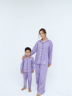 purple bee print winter cotton kids wear