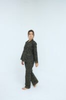 Black Winter Cotton Lady Bug Printed PJ Set for Women