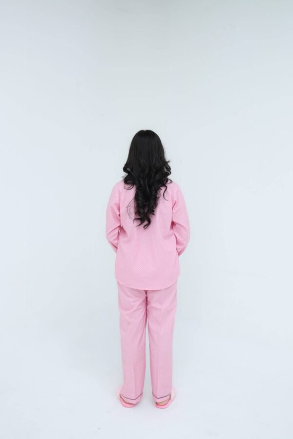 Baby Pink Cotton Lattic Printed PJ Set for Women