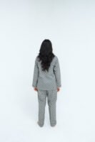 Grey Winter Cotton Gingham Check Printed PJ Set for Women