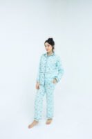 Sky Blue Winter Cotton Alpha Printed PJ Set for Women