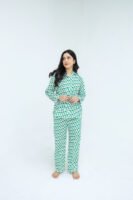 Lite Green Soft Cotton Heartly Circle Printed PJ Set for Women
